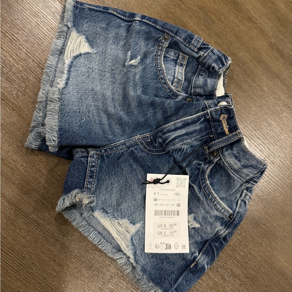 Zara  girls Casual Blue Denim Shorts 6/7 NWT